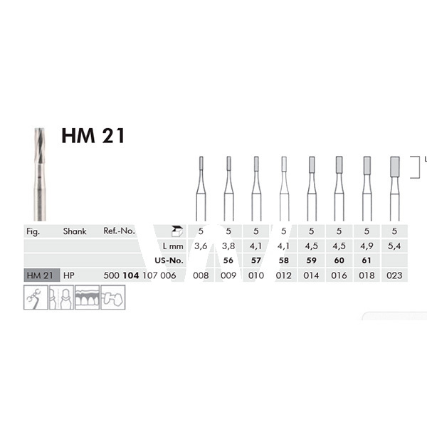 Fraise tungstene fissure cylindrique pm meisinger hm21 consommable d'abrasion, polissage et fraises meisinger