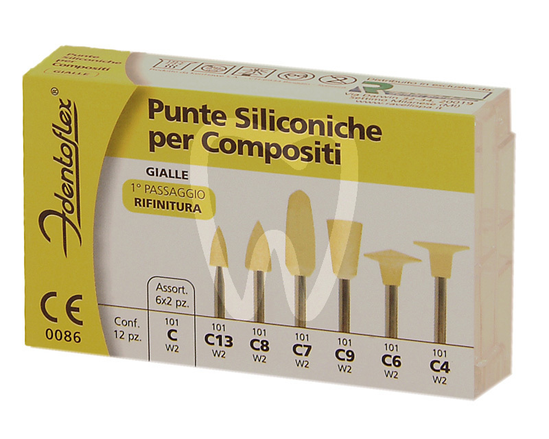 Gommini per la rifinitura e lucidatura dei compositi - gialli 1° passaggio rifinitura pulitori identoflex
