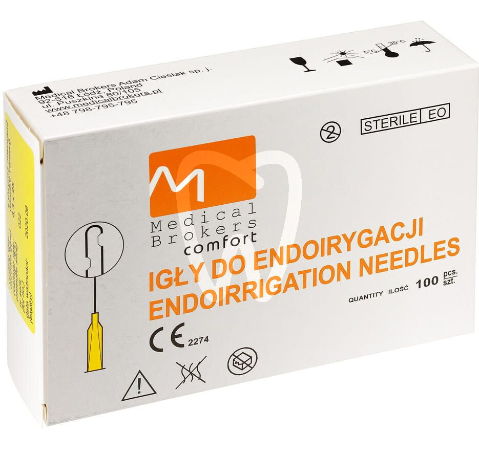 Igły 0,3x25 100szt. do pł.kanałów 2 otworowe endodoncja pozostali