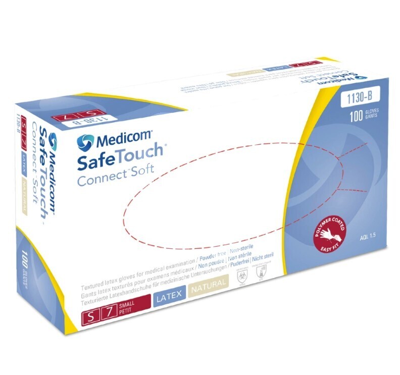 Rękawice lateksowe safetouch® connect™ soft bezpudrowe natural xs (100szt) materiały jednorazowe loser co