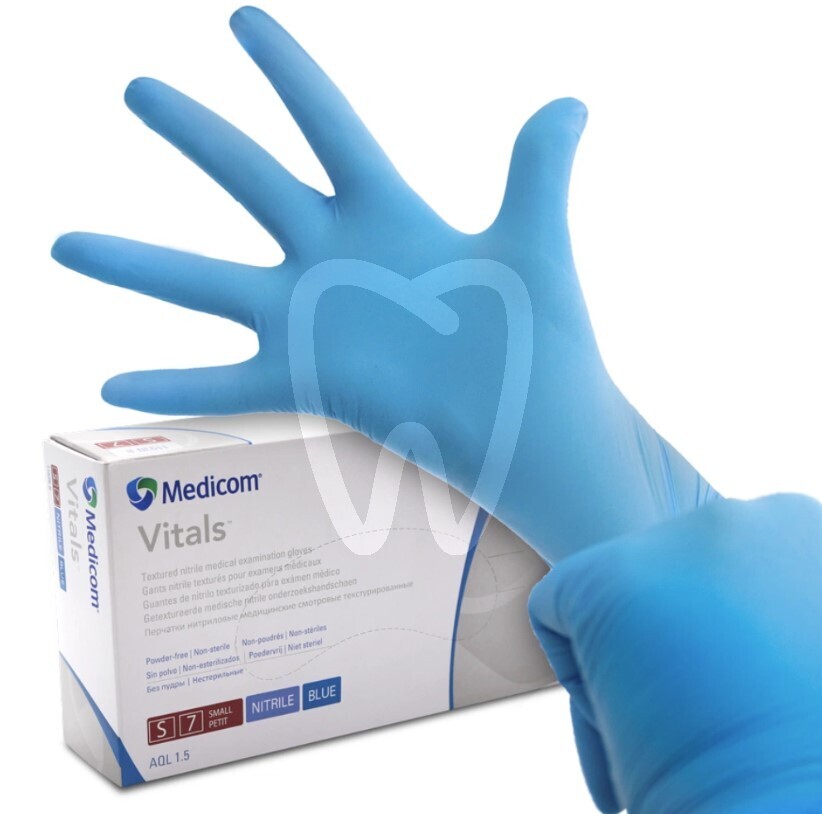 Rękawice nitrylowe vitals bezpudrowe blue medicom 100 sztuk materiały jednorazowe loser co