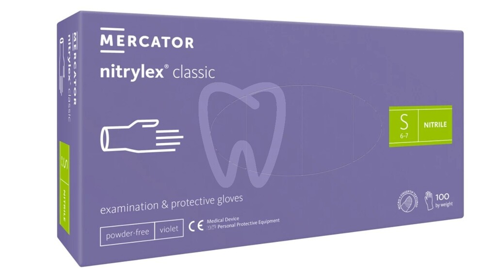 Rękawice nitrylowe bezpudrowe nitrylex classic violet 100szt. s materiały jednorazowe mercator medical