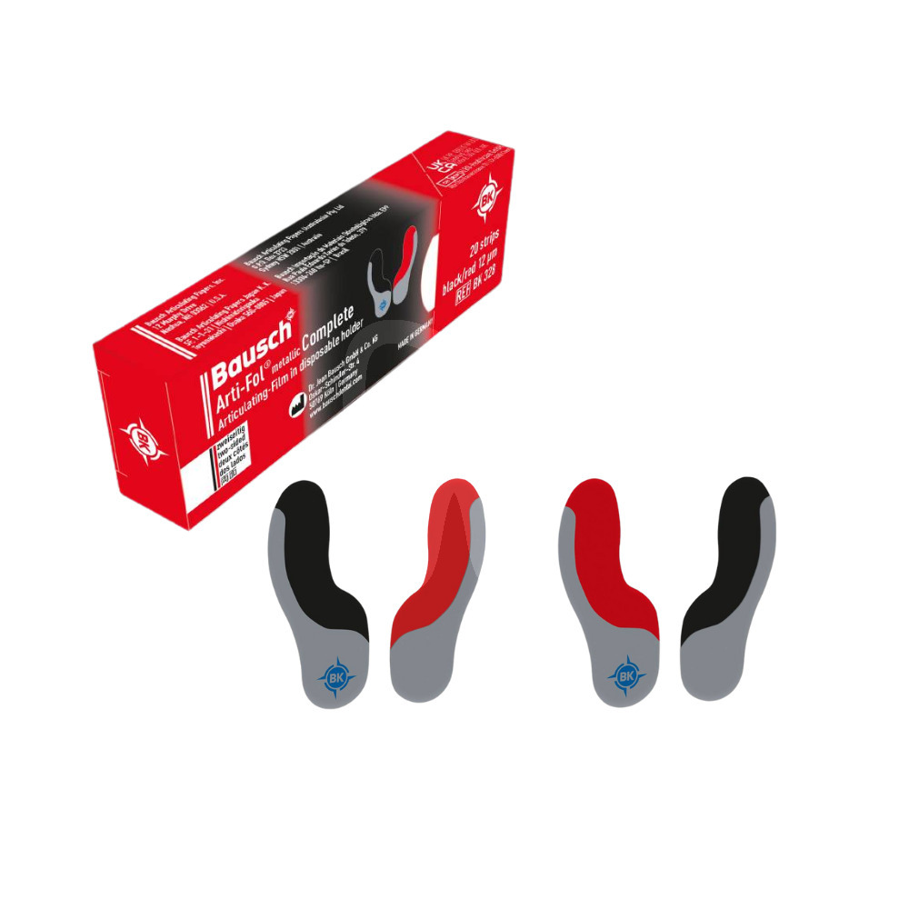 Folia bausch bk328 arti-foil metallic complete 12µ czerwono-czarna 20szt. protetyka stomatologiczna bausch