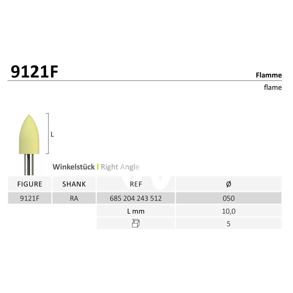 Gumki jota composite polisher żółty płomyk k 050 5szt. polerowanie- akcesoria jota