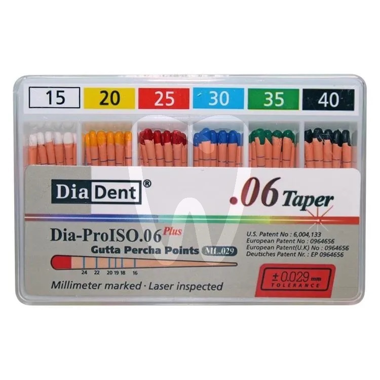 Ćwieki gutaperkowe diadent 06 kalibrowane endodoncja diadent